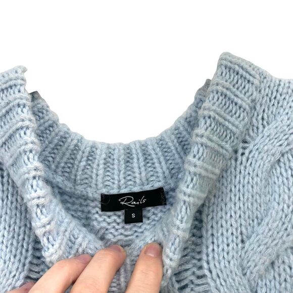 Rails Alexis cable knit wool alpaca Sweater Vest Size S baby‎ sky blue - Picture 6 of 10